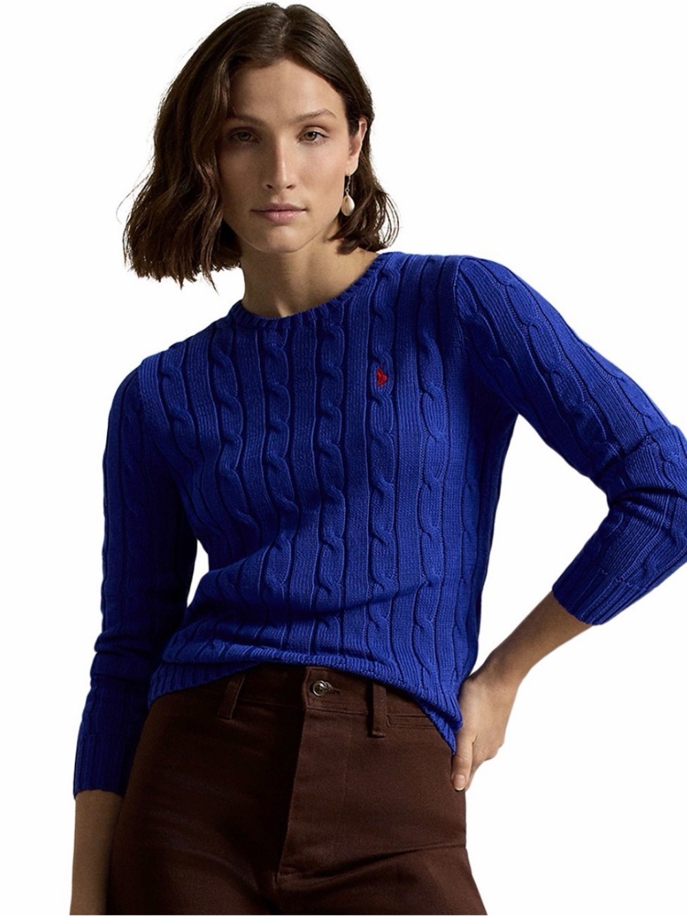 NWT Ralph Lauren Royal Blue Cable-Knit Crewneck Sweater